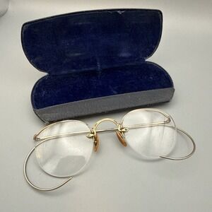 Vintage Bausch & Lomb B&L HIBO 1/10 12K GF Gold Filled Wire Rim Eyeglasses &Case